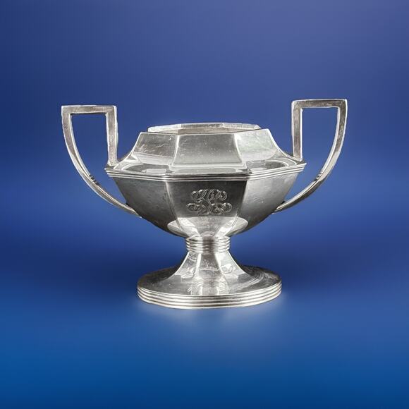 Vintage Art Deco Barbour Silver Co Silverplate Sugar Bowl Mono 5309 - Picture 1 of 10